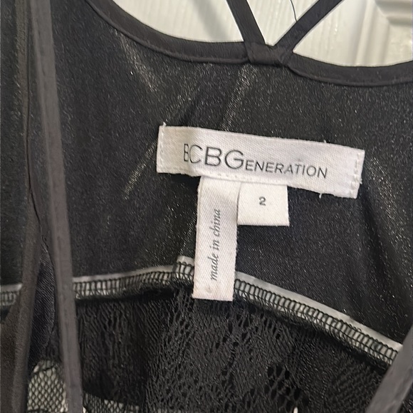 BCBG - Black Lace Hanker-chief Hem Lace Slip Dress ANTM - Picture 8 of 8